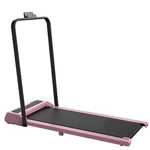 ZJDU 2 in 1 Folding Treadmill, Foldable Walking Jogging Machine with Wheels,2.25HP Installation-Free Electric Treadmill, with Remote Control and LED Display,for Home, Office & Gym,Pink