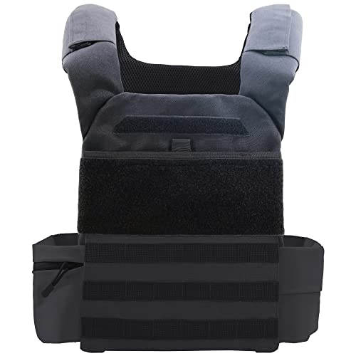 POLYFIT Fortify Weighted Vest for Workout - Strength Training Weight Vest for Men and Women - Adjustable Tactical Workout Trainer Vest - BLACK