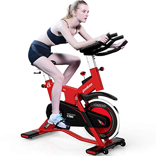 pooboo Pro Indoor Cycling Bike, Belt Drive Exercise Bike Stationary,40lb flywheel Smooth Commercial Standard with LCD Display Bicycle Heart Pulse Trainer