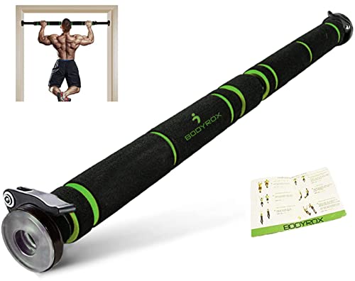 BODYROX Pull Up Bar/Chin Up Bar | Premium Doorway Home Gym Fitness Bar with Locking Feature and Extended Hand Grips | Household Indoor Wall Bar, Home Fitness