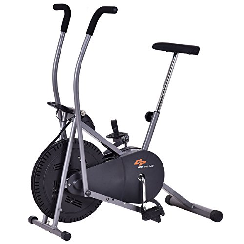 Goplus® 2 in 1 Elliptical Fan Bike Dual Cross Trainer Machine Exercise Workout Home Gym (with Central Handlebar)