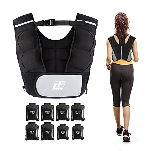 RitFit Adjustable Weighted Vest 9-20lbs for Men and Women with Removable Weights and Neoprene Fabric Body Weight Vest for Running,Training Workout, Black
