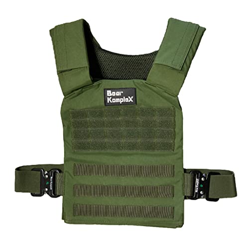 Bear KompleX Weight Vest - Increase Resistance & Intensify Your Workout - Solid Construction, Fully Adjustable Fit - Running, Hiking, HIIT - Heavy Duty Nylon & Steel Alloy Buckles - Plates Separate