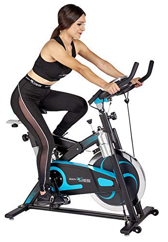 Body Xtreme Fitness Exercise Bike, Home Gym Equipment, Workout at Home, 40lb Flywheel, Resistance Bands, Drink Bottle