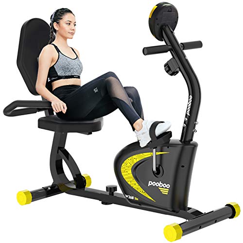 cycool Recumbent Exercise Bike Magnetic Indoor Cycling Bike Stationary Bikes with Adjsutable Resistance and LCD Display For Home Cardio Workout Training (black and yellow)