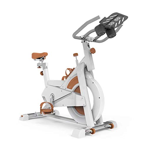 Spin Bike Adjustable Exercise Bike Upright Bike Infinite Resistance Workout Machine With Tablet Holder LCD Monitor For Home Gym Office 264lbs Max Capacity (Color : Orange+white)