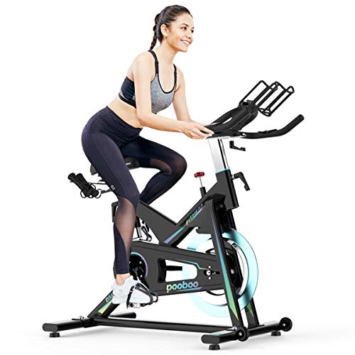 pooboo Pro Indoor Cycling Bike Stationary, Magnetic Resistance Belt Drive Exercise Bike, High Weight Capacity, Heavy Duty Flywheel for Home Office Cardio Workout Bike Training Max 330lb
