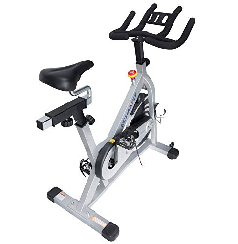 ECHANFIT Magnetic Stationary Bike, Indoor Cycling Exercise Bike with Magnetic Belt Drive Quiet Smooth System, Adjustable Seat and Upgraded Handlebars for Cardio Training Workout