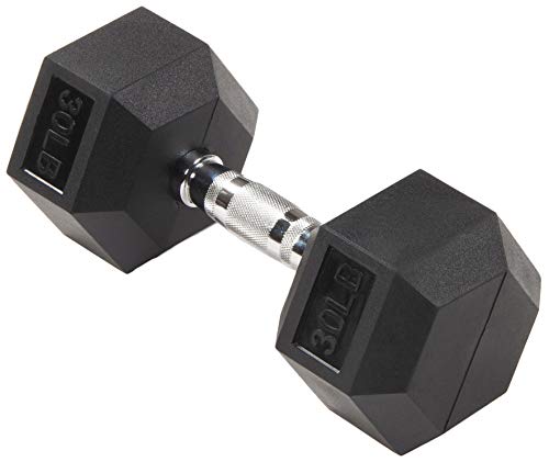 BalanceFrom Rubber Encased Hex Dumbbell in Pairs, Singles or Set with Rack