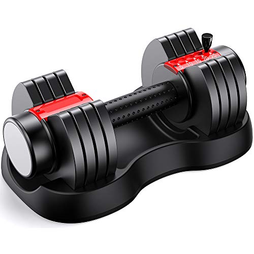 Hhusali Adjustable Dumbbell 25 lbs with Fast Automatic Adjustable and Weight Plate for Body Workout Home Gym
