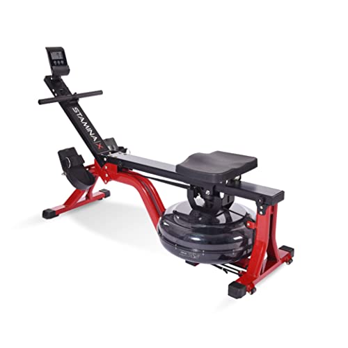 Stamina X Water Rower - Rower Machine with Smart Workout App - Rower Workout Machine with Dynamic Water Resistance - Rowing Machine for Home Gym - Up to 300 lbs Weight Capacity
