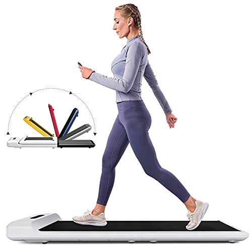 WALKINGPAD S1 Folding Treadmill Foldable Walking Pad Ultra Slim Smart Fold Free Installation Gym Running Device for Home Office Under Desk 0.5-4MPH C2（White）
