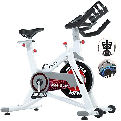 SNODE Magnetic Indoor Cycling Bike - Stationary Exercise Bike with LCD Display, Tablet Holder, Adjustable Seat and Handlebar for Home Gym Cardio Workout Bike Training