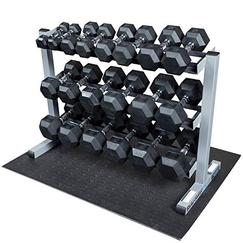 Body-Solid Dumbbell Rack with 20 Rubber Dumbbells and Mat