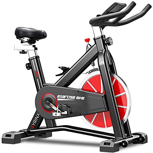 SYRINX Exercise Bike Indoor Cycling Bike Stationary Bikes for Home Gym Fitness Machine Belt Drive Excersize Bicycle Cardio Workout Heavy Flywheel Digital Monitor