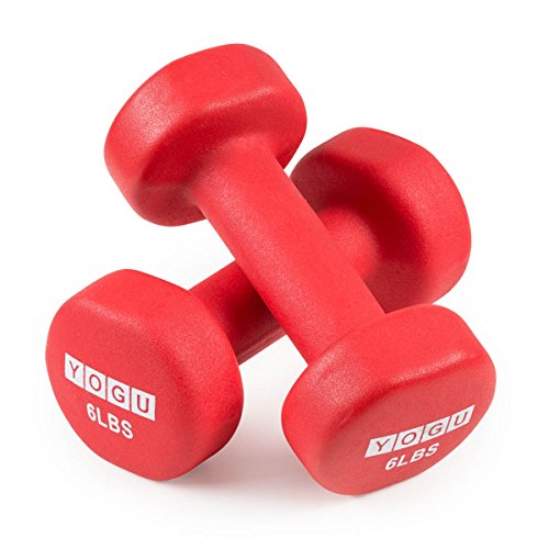 YOGU Neoprene or Vinyl Dumbbells Anti-Roll Hexagonal Dumb Bell Weights Compact and Color-Coded Non-Slip Grip for Men and Women Toning Cardio and Yoga Exercise Fitness Workout Dumbbell - Set Of 2